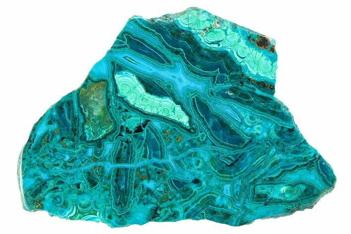 Polished Banded Chrysocolla and Malachite - Bagdad Mine, Arizona #298412